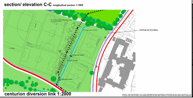 Route of proposed development / diversion